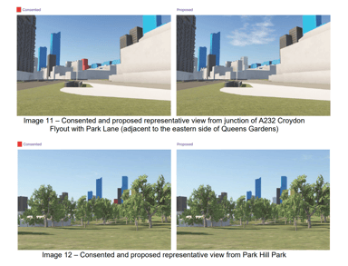 consented and proposed representative view from park hill park 